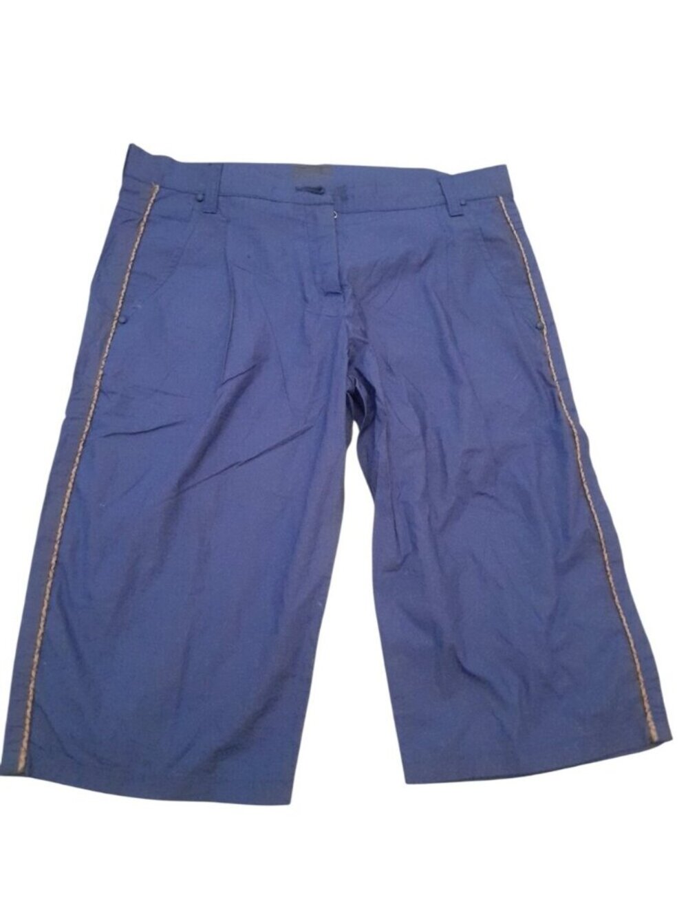 FENDI Blue Cotton Capri Shorts with Side Trim